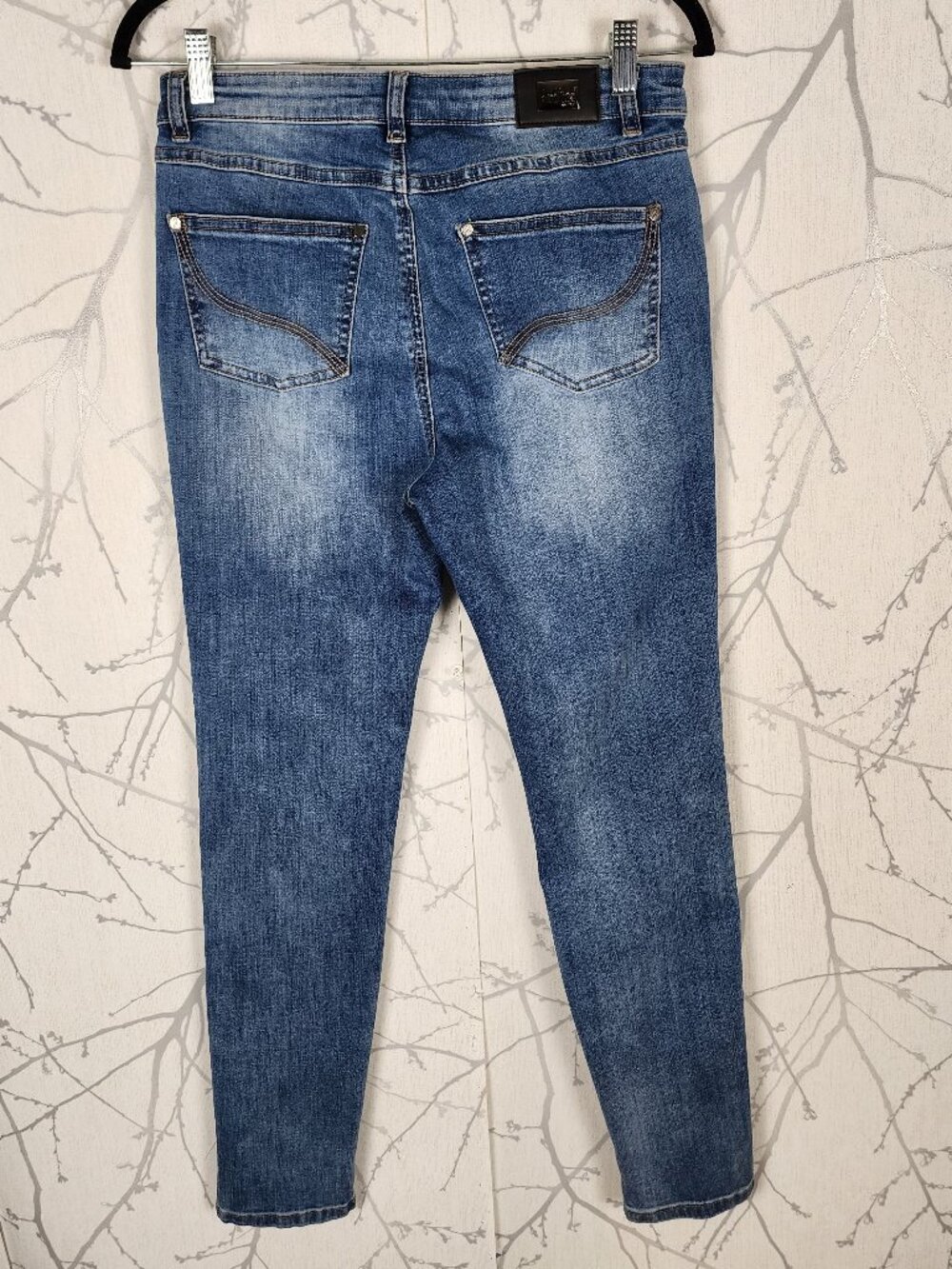 Joseph Ribkoff Rhinestone Patchwork High Rise Skinny Jeans - Picture 3 of 9